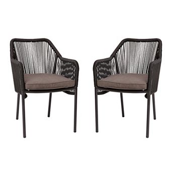 Flash Furniture Woven Indoor/Outdoor Stacking Club Chairs - Cushions-Set of 2