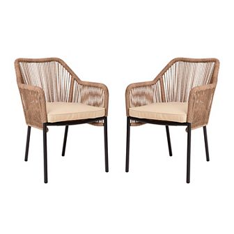 Flash Furniture Woven Indoor/Outdoor Stacking Club Chairs - Cushions-Set of 2