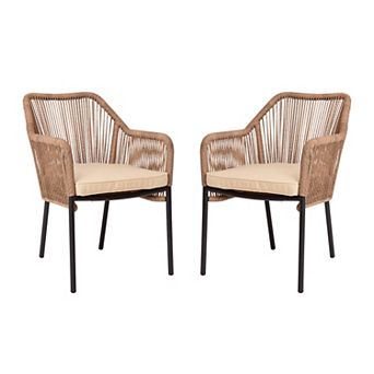 Flash Furniture Woven Indoor/Outdoor Stacking Club Chairs - Cushions-Set of 2