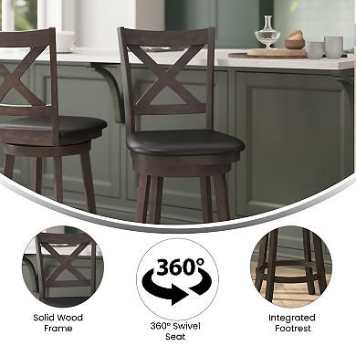 Flash Furniture Commercial Wooden Swivel Upholstered Counter Stool
