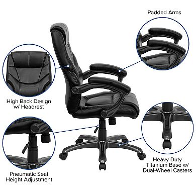 Flash Furniture Executive Swivel Ergonomic Office Chair with High Back Design, Padded Arms