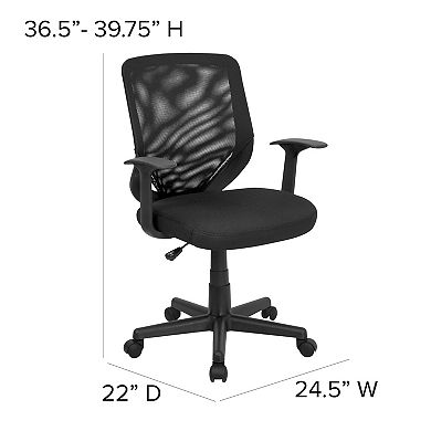 Flash Furniture Mid-Back Mesh Tapered Back Swivel Task Office Chair with T-Arms