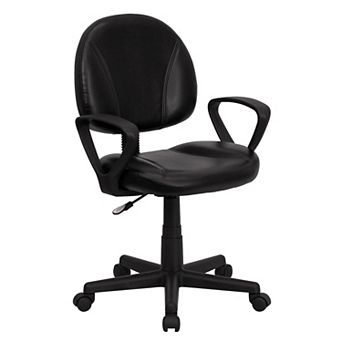 Flash Furniture Mid-Back LeatherSoft Swivel Ergonomic Task Office Adjustable Chair w/ Arms