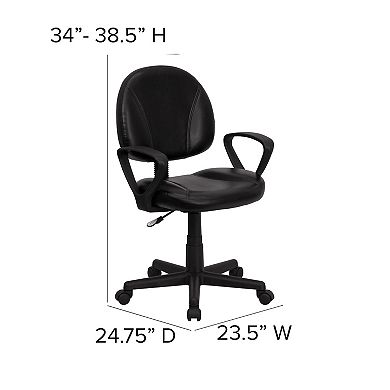 Flash Furniture Mid-Back LeatherSoft Swivel Ergonomic Task Office Adjustable Chair w/ Arms