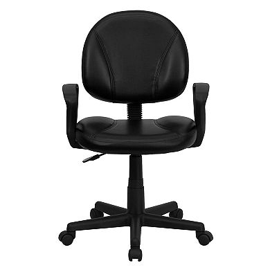 Flash Furniture Mid-Back LeatherSoft Swivel Ergonomic Task Office Adjustable Chair w/ Arms