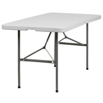 Flash Furniture 30"W x 60"L Bi-Fold Granite White Plastic Folding Table - Banquet Table