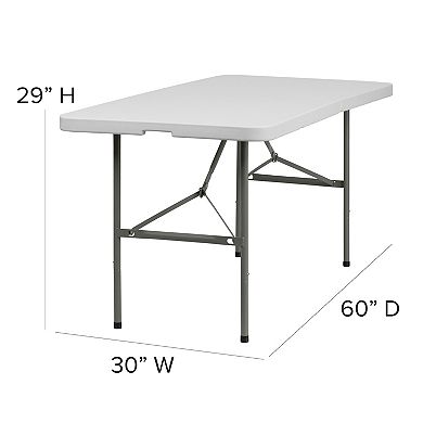 Flash Furniture 30"W x 60"L Bi-Fold Granite White Plastic Folding Table - Banquet Table