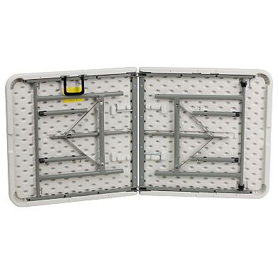 Flash Furniture 30"W x 60"L Bi-Fold Granite White Plastic Folding Table - Banquet Table