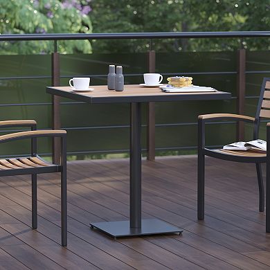Flash Furniture Outdoor Faux Teak Dining Table with Poly Slats - Patio Table