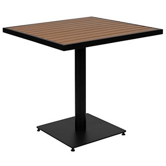 Flash Furniture Outdoor Faux Teak Dining Table with Poly Slats - Patio Table