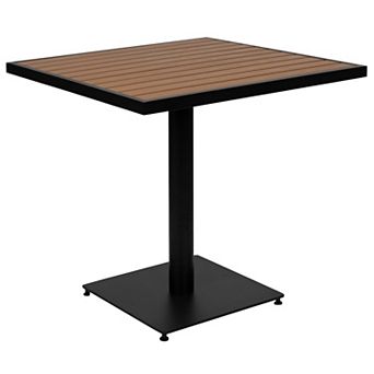 Flash Furniture Outdoor Faux Teak Dining Table with Poly Slats - Patio Table