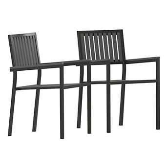 Flash Furniture Indoor/Outdoor Patio Club Chair with Poly Resin Back and Seat Slats-2 Pack
