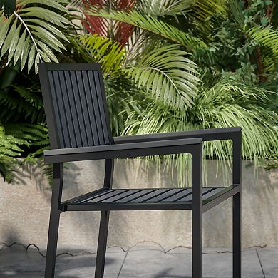 Flash Furniture Indoor/Outdoor Patio Club Chair with Poly Resin Back and Seat Slats-2 Pack