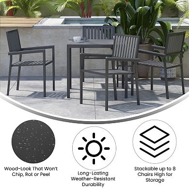 Flash Furniture Indoor/Outdoor Patio Club Chair with Poly Resin Back and Seat Slats-2 Pack