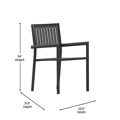 Flash Furniture Indoor/Outdoor Patio Club Chair with Poly Resin Back and Seat Slats-2 Pack