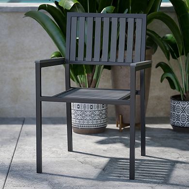 Flash Furniture Indoor/Outdoor Patio Club Chair with Poly Resin Back and Seat Slats-2 Pack