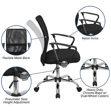 Flash Furniture Mid-Back Mesh Swivel Task Office Chair with Lumbar Support Band and Arms