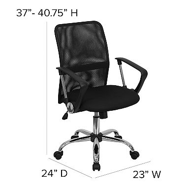Flash Furniture Mid-Back Mesh Swivel Task Office Chair with Lumbar Support Band and Arms