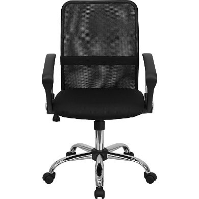 Flash Furniture Mid-Back Mesh Swivel Task Office Chair with Lumbar Support Band and Arms