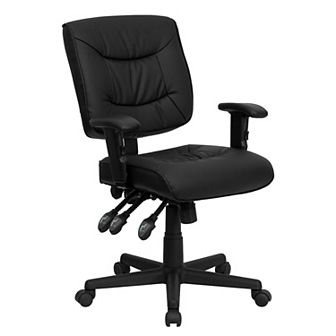 Flash Furniture Mid-Back LeatherSoft Multifunction Swivel Ergonomic Task Office Chair