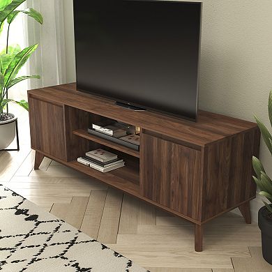 Flash Furniture TV Stand with Adjustable Middle Shelf - Dual Soft Close Storage Doors