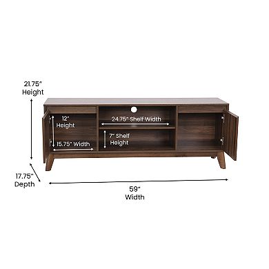 Flash Furniture TV Stand with Adjustable Middle Shelf - Dual Soft Close Storage Doors