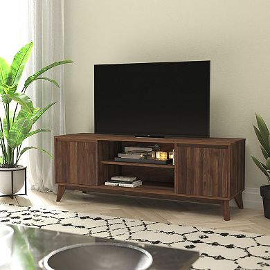 Flash Furniture TV Stand with Adjustable Middle Shelf - Dual Soft Close Storage Doors
