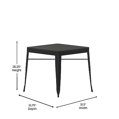 Flash Furniture All-Weather Resin Top Square Table & 4 Metal Chairs with Poly Resin Seats