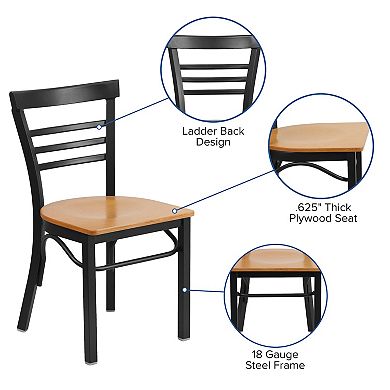 Flash Furniture Three-Slat Ladder Back Metal Restaurant Chair