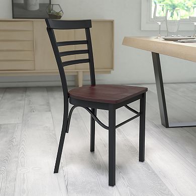 Flash Furniture Three-Slat Ladder Back Metal Restaurant Chair