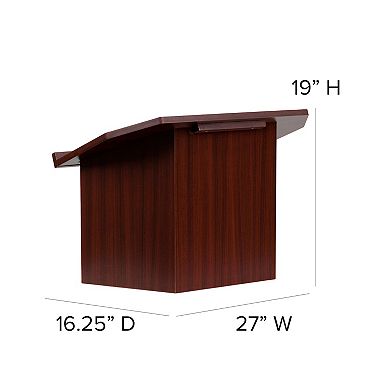 Flash Furniture Foldable Tabletop Lectern in Mahogany - Slanted Top with Ledge