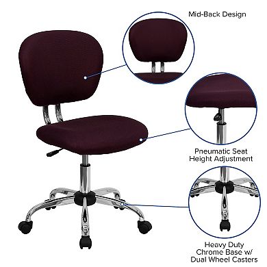 Flash Furniture Mid-Back Mesh Padded Swivel Task Office Chair with Chrome Base