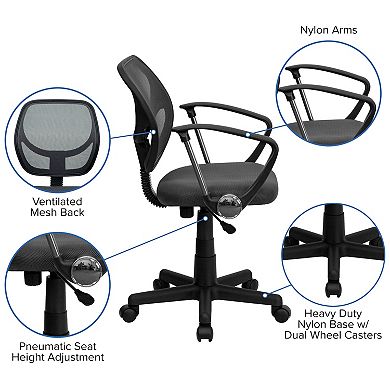 Flash Furniture Low Back Mesh Swivel Task Office Chair with Curved Square Back and Arms