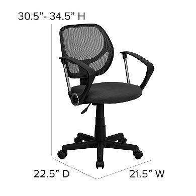 Flash Furniture Low Back Mesh Swivel Task Office Chair with Curved Square Back and Arms
