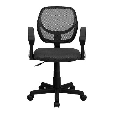 Flash Furniture Low Back Mesh Swivel Task Office Chair with Curved Square Back and Arms