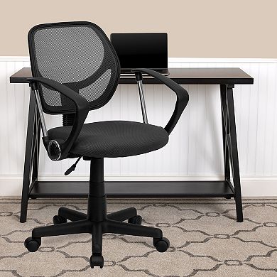 Flash Furniture Low Back Mesh Swivel Task Office Chair with Curved Square Back and Arms