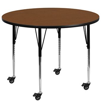 Flash Furniture Mobile 42" RD HP Laminate Activity Table - Standard Height Adjustable Legs