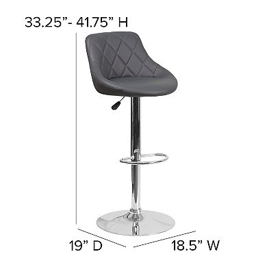 Flash Furniture Vinyl Bucket Seat Adjustable Height Barstool with Diamond Pattern Back