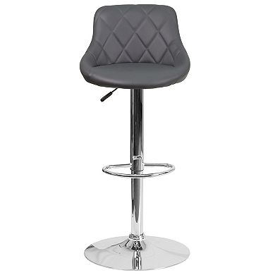 Flash Furniture Vinyl Bucket Seat Adjustable Height Barstool with Diamond Pattern Back