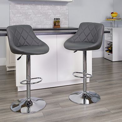 Flash Furniture Vinyl Bucket Seat Adjustable Height Barstool with Diamond Pattern Back