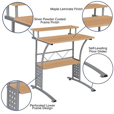 Flash Furniture Computer Desk with Top and Lower Storage Shelves