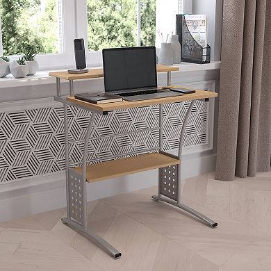 Flash Furniture Computer Desk with Top and Lower Storage Shelves