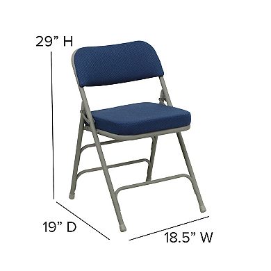 Flash Furniture 2 Pack Curved Triple Braced & Double Hinged Upholstered Metal Folding Chair