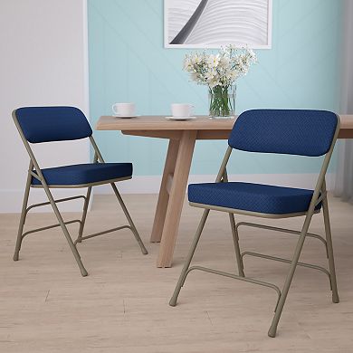 Flash Furniture 2 Pack Curved Triple Braced & Double Hinged Upholstered Metal Folding Chair