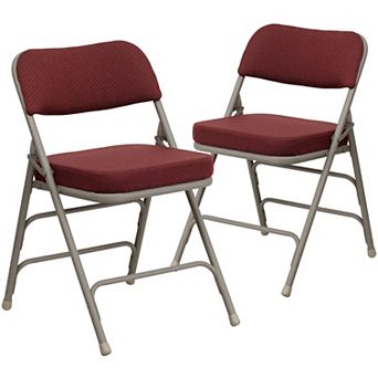 Flash Furniture 2 Pack Curved Triple Braced & Double Hinged Upholstered Metal Folding Chair
