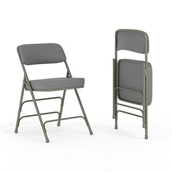 Flash Furniture 2 Pack Curved Triple Braced & Double Hinged Upholstered Metal Folding Chair