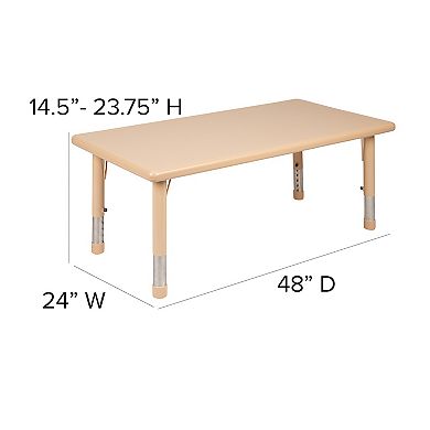 Flash Furniture 24"W x 48"L Plastic Adjustable Activity Table - School Table for 6