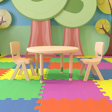 Flash Furniture 33" Round Plastic Height Adjustable Activity Table Set with 2 Chairs