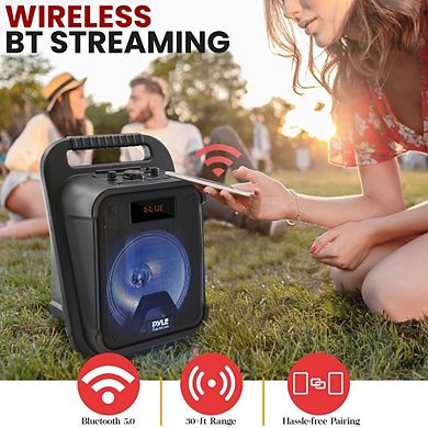 Pyle 8" 360W Portable Bluetooth PA Speaker System with LED Lights