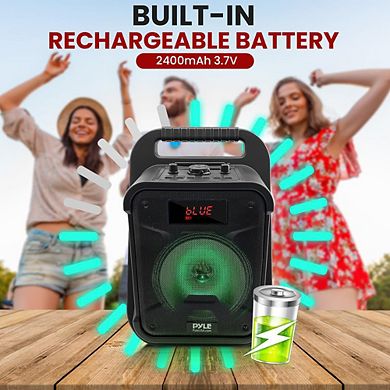 Pyle 8" 360W Portable Bluetooth PA Speaker System with LED Lights